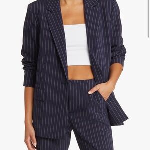 Tailored Navy Pinstripe Blazer Jacket